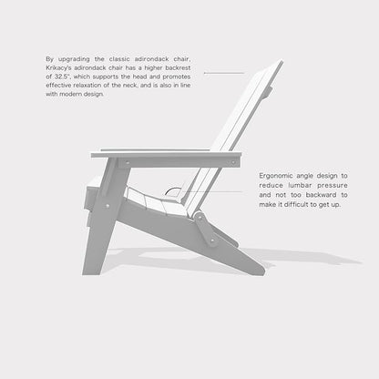 Modern Folding Adirondack Chair, All-Weather HIPS Plastic Outdoor Lounge with Cup Holder, Stackable Resin Patio Chair for Fire Pit, Garden, Deck & Backyard Seating (Gray)