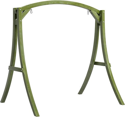 VINGLI 5FT Porch Swing Frame, 1000LBS Heavy Duty A-Frame Wooden Porch Swing Stand with Curved Arc Top, Large Swing Hanger for Garden, Patio, Backyard & Indoor, Green