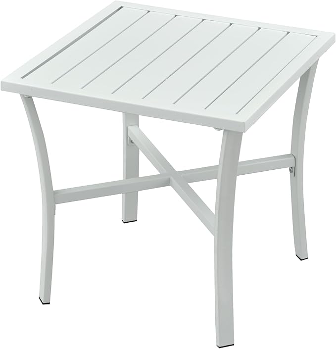 Outdoor Steel Side Table End Table for Patio, Backyard, Pool, Indoor Companion, Easy Maintenance and Weather Resistant - Photo 1