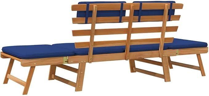 Garden Bench Deck Bench Patio Bench with Cushions 2-in-1 74.8" Solid Acacia Wood - Photo 9