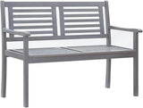Garden Bench Deck Bench 2-Seater Patio Bench with Cushion 47.2" Gray Eucalyptus Wood - Photo 3