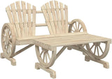 Solid Fir Wood Adirondack Chair and Table Set with Wagon-Wheel Armrests - Photo 2