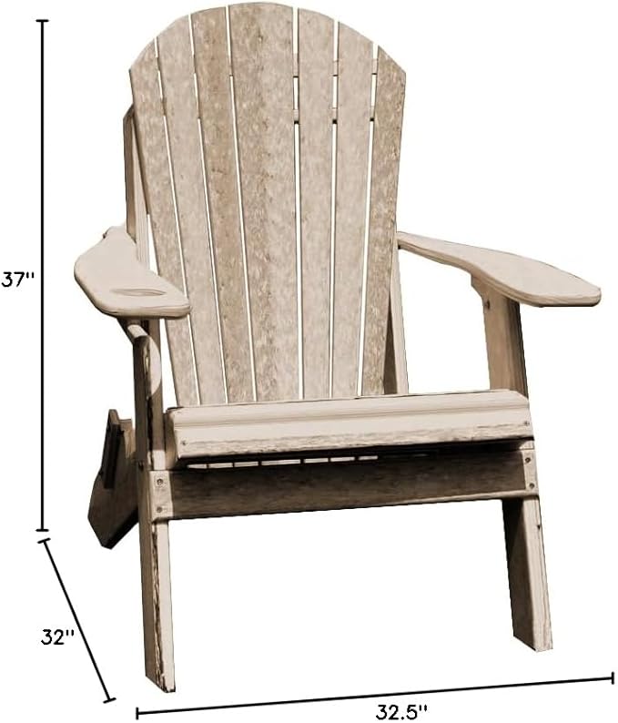 Furniture Barn USA Poly Folding Adirondack Chair, Birchwood