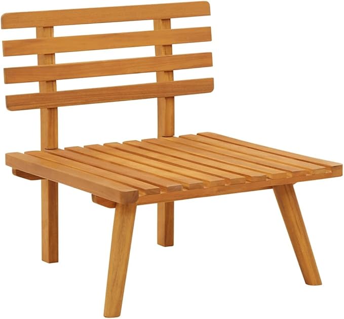 Garden Chair Natural Dark Gray White with Plush Cushions, Solid Acacia Wood Frame for Outdoor Patio Balcony - Photo 8