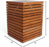 Teak Garden Stool - Farmhouse End Table Barn Door Wooden Rustic Side Table/Patio Indoor Outdoor (Modern), Brown - Photo 2
