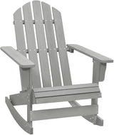 Vintage Grey Hardwood Rocking Chair for Garden Balcony Outdoor Relaxation Durable Weather Resistant Adult Standard Size - Photo 1
