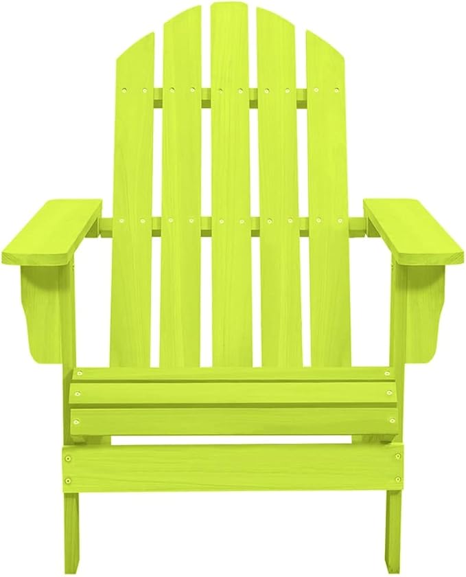 Solid Fir Wood Green Adirondack Chair Outdoor Patio Furniture with Sturdy Frame Comfortable Seating for Garden Backyard - Photo 3