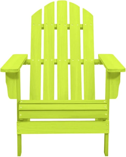 Solid Fir Wood Green Adirondack Chair Outdoor Patio Furniture with Sturdy Frame Comfortable Seating for Garden Backyard or Porch Relaxation