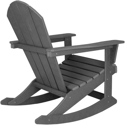 Costaelm Outdoor Adirondack Chair, All Weather Resistant Classic Balcony Chair and Fire Pit Chairs, Adirondack Plastic Outdoor Porch Furniture Rocking Chair High Back HDPE Poly Lumber, Gray