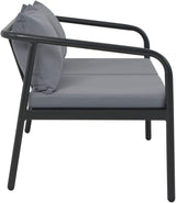 Modern 2-Seater Garden Bench with Aluminum Frame and Light Grey Cushions - Photo 4