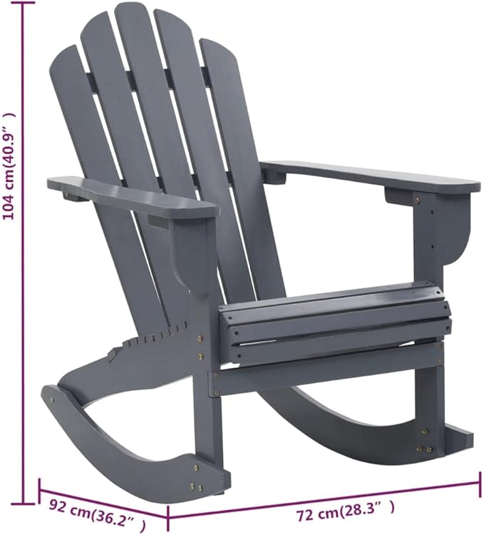 Patio Rocking Chair,Tanning Chairs for Outside,Pool Lounge Chairs,Garden Chair,Porch Chairs,Outdoor Rocking Chair,Camping Chair,for Porch, Patio, Lawn, Garden, Backyard, Deck, Wood Gray