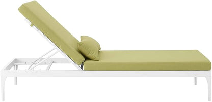 Modway EEI-3301-WHI-PER Perspective Cushion Outdoor Patio Chaise Lounge Chair in White Peridot