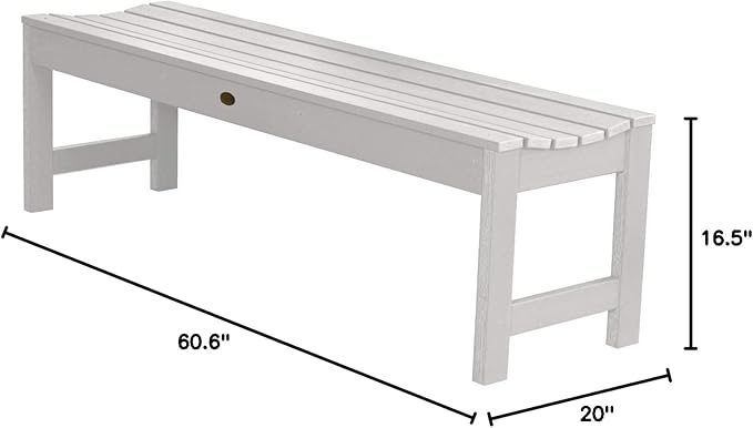 highwood Lehigh Picnic Garden Bench, 5 feet, White