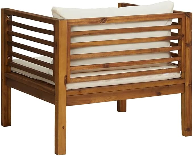 Garden Armchair Cream White Natural Solid Acacia Wood with Outdoor Cushions - Photo 6