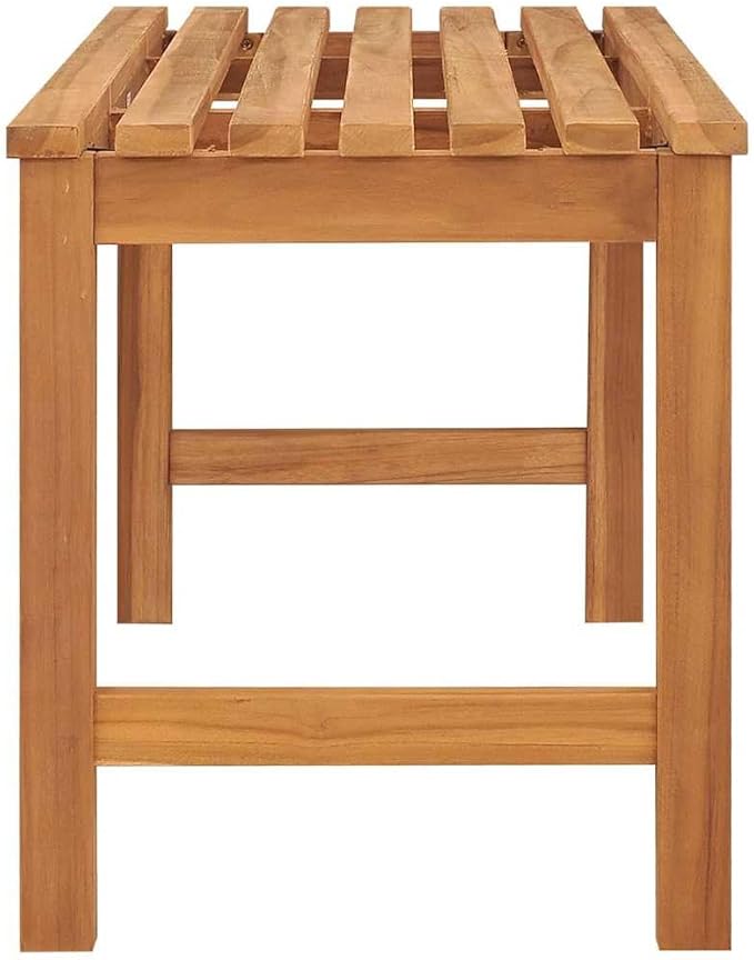Bench Brown Solid Teak Wood 45 in Strong Bench Rectangular Garden Seating Patio Furniture