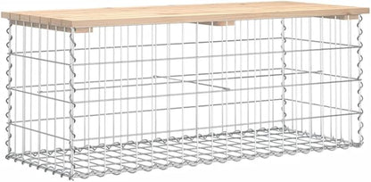 Solid Pinewood Garden Bench with Galvanized Steel Frame Natural Wood Outdoor Seating 40.6x40.6x16.5in for Garden Patio Backyard