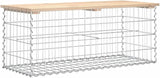 Garden Bench Solid Pinewood with Galvanized Steel Gabion Design 40.6 x 40.6 x 16.5 Inch Rustic Outdoor Seating for - Photo 4