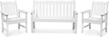 Stoog 3-Piece All-Weather Outdoor Bench & Chairs Set, Include 2 Garden Chairs and 1 Garden Bench, for Porch, Backyard - Photo 1