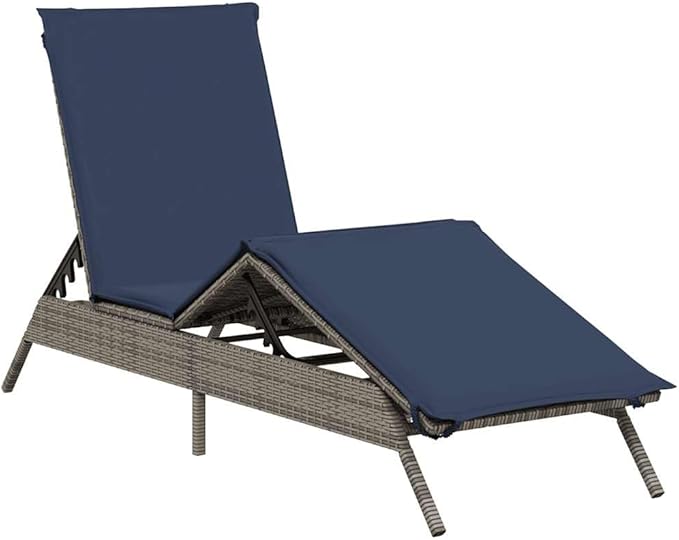 Patio Sun Lounger with Adjustable Backrest and Cushions, Outdoor Chaise Lounge Chair - Photo 3