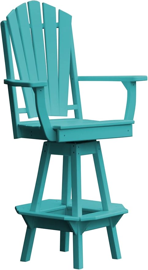 Poly Lumber Adirondack Swivel Bar Chair with Arms, Aruba Blue