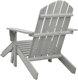 Vintage Wooden Garden Chair with Ottoman, 4-Piece Set, Grey Hardwood Large Durable Outdoor Seating for Patio, Backyard - Photo 5