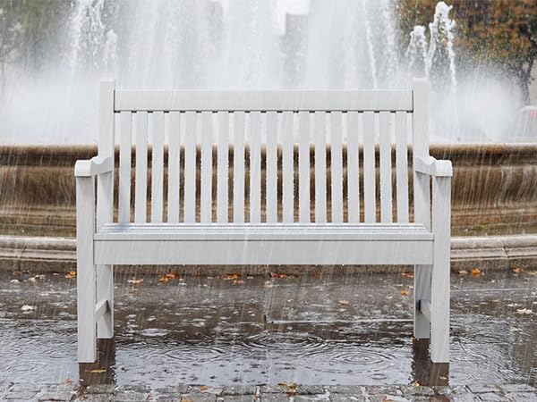 Psilvam 2-Person Poly Lumber Outdoor Bench with 700 Lbs Weight Capacity – Weatherproof Garden Seating for, Balcony Porch & Park, All-Weather Fade-Resistant Patio Furniture (White)