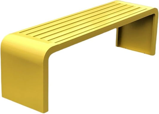 Modern Outdoor Benches Weatherproof Backless Front Porch Bench Metal Garden Benches for Outdoors Sturdy Steel Frame Patio Benches for Outdoors, Backyard, Lawn(Yellow,120cm(47.24in))