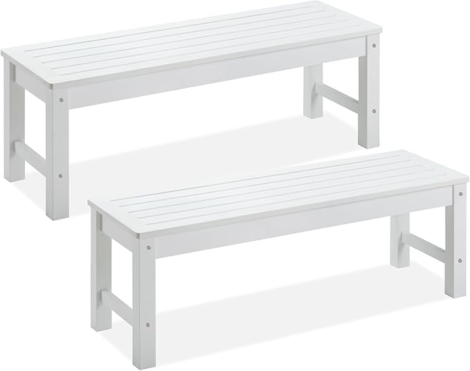 Psilvam Outdoor Bench, Two Person Poly Lumber Porch Bench, Weatherproof Garden Bench That Never Rot and Fade - Photo 1