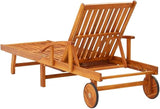 Wooden Sun Lounger Set with Green Cushions 4 Pieces Adjustable Backrest and Armrests Foldable Acacia Wood Outdoor - Photo 3