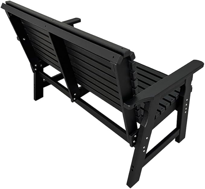 Poly Lumber Outdoor Bench, HDPE All-Weather Bench, Never Rots or Fades, for Patio, Porch, Garden and Park, 700 lbs Weight Capacity (2-Seater, Black)