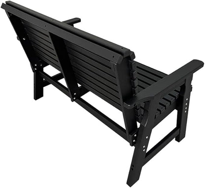 Poly Lumber Outdoor Bench, HDPE All-Weather Bench, Never Rots or Fades, for Patio, Porch, Garden and Park, 700 lbs Weight Capacity (2-Seater, Black)