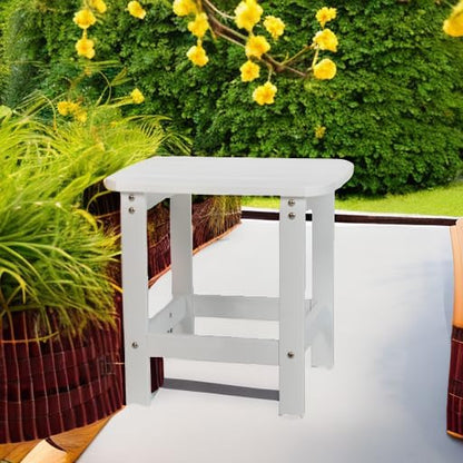 Flash Furniture Charlestown Tiered Commercial Poly Resin Adirondack Side Table - White - All-Weather - Indoor/Outdoor