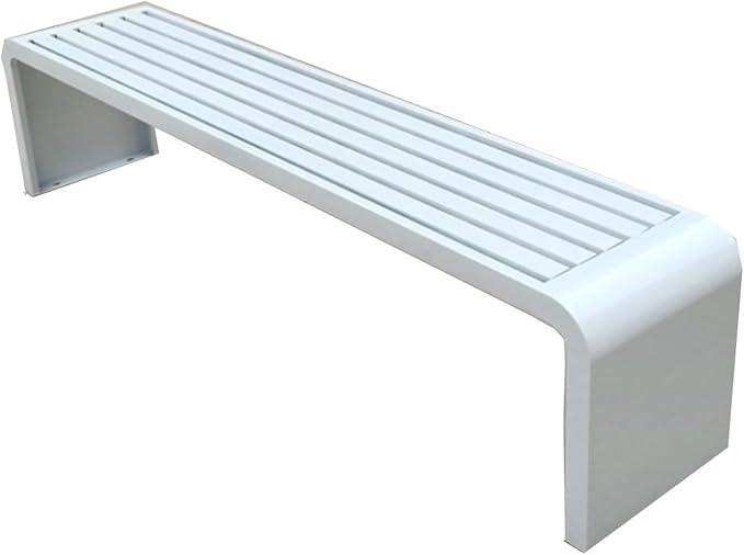 Metal Outdoor Garden Bench, Backless Bench for Park, Backless Couch, Furniture Seating, Patio Bench Chair, 2-3 People, Ideal for Lawn and Indoors(White,100cm/39.4in)
