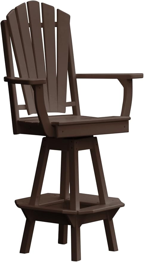 Poly Lumber Adirondack Swivel Bar Chair with Arms, Tudor Brown