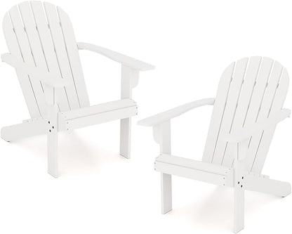 Giantex Acacia Wood Adirondack Chair Set of 2, Outdoor Fire Pit Chair with 105° Inclined Seat, High Backrest, 4" Wide Armrests, Patio Lounge Chair for Outside, Lawn, Backyard, Garden, Deck, Porch