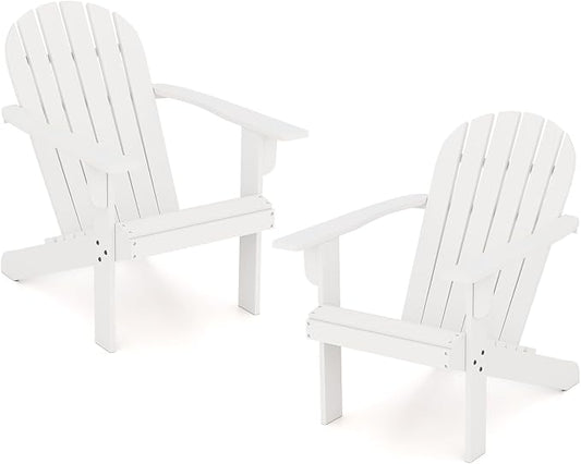 Giantex Acacia Wood Adirondack Chair Set of 2, Outdoor Fire Pit Chair with 105° Inclined Seat, High Backrest, 4" Wide Armrests, Patio Lounge Chair for Outside, Lawn, Backyard, Garden, Deck, Porch