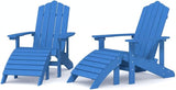 Adirondack Chairs with Footstools 2 Pcs Aqua Blue Outdoor Patio Furniture, HDPE Chairs for Garden, Terrace, Lawn - Photo 3