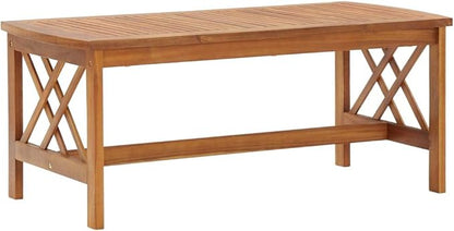 Solid Acacia Wood Garden Bench, Outdoor Patio Lounge Seating, Weather-Resistant Rectangular Natural Wood Furniture for Backyard, Terrace, and Garden