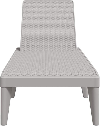 Grey Outdoor Chaise Lounge 23.6x73.2x11.4 in, Foldable Polypropylene Sun Lounger, Adjustable Backrest, 242.5 lbs Capacity, Poolside Deck Recliner
