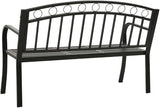 Modern Garden Bench with Integrated Table Black Powder-Coated Steel Medium Durable for Outdoor Patio and Balcony - Photo 5