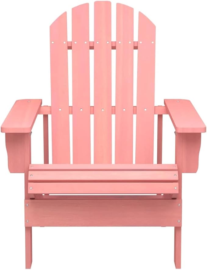 Adirondack Chair for Patio, Outdoor Garden Wood Chair, Ergonomic Pink Adirondack Seating for Backyard, Porch, Deck, Sturdy Fir Wood Construction