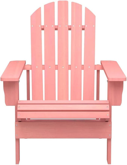 Adirondack Chair for Patio, Outdoor Garden Wood Chair, Ergonomic Pink Adirondack Seating for Backyard, Porch, Deck, Sturdy Fir Wood Construction
