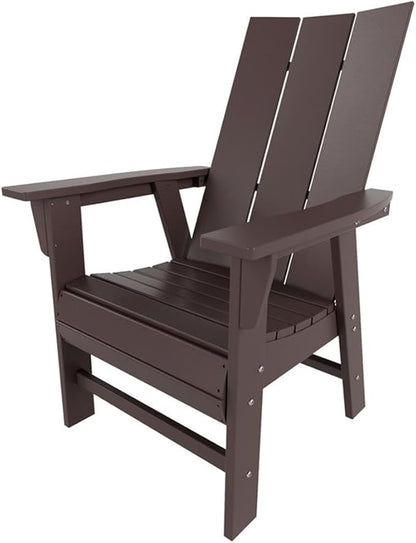 Costaelm Outdoor Adirondack Chair, HDPE Patio Balcony Chairs, Portside Seashell Nautical Curveback Adirondack Chair and Fire Pit Chairs, Dark Brown