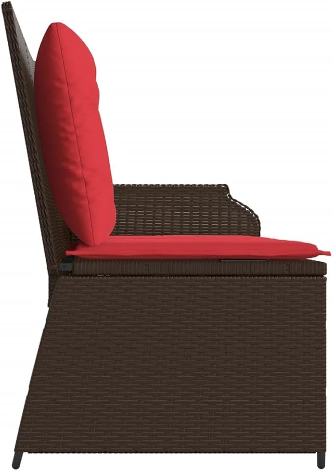 2-Seater Reclining Patio Bench, PE Rattan Garden Loveseat with Adjustable Armrests, Sturdy Powder-Coated Steel Frame, Comfortable Outdoor Furniture for Backyard, Balcony, Deck