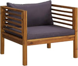 Dark Grey Patio Chair with Solid Acacia Wood Frame - Photo 1
