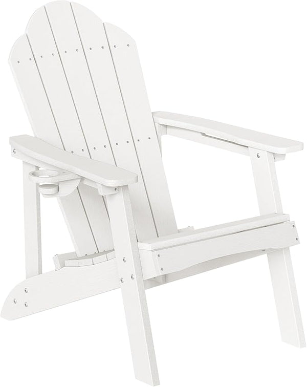 LUE BONA HDPE Adirondack Chair Set of 1 - Weather Resistant Outdoor Seating with Cup Holder for Porch, Poolside - Photo 1