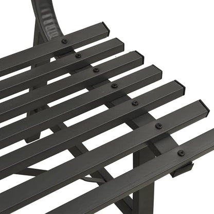 Outdoor Garden Bench, 43.3-Inch Vintage Metal Park Seat, Durable Powder-Coated Steel Loveseat for Patio, Backyard, Porch, and Lawn, Black