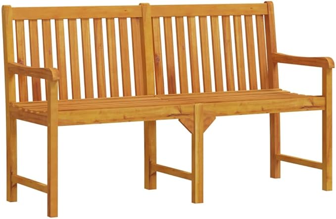Solid Acacia Wood Garden Bench 59.1 x 35.4 in Rustic Outdoor Seating for Patio Porch Park Natural Brown Weather-Resistant for Garden Terrace and Balcony