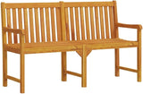 Garden Bench Natural Brown Solid Acacia Wood Large Durable - Photo 3