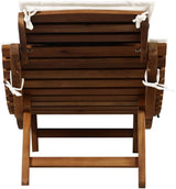 Cream Sun Lounger Outdoor Chaise Lounge, 21.65 x 72.44 x 25.20 Inches Solid Acacia Wood Folding Pool Chair - Photo 4